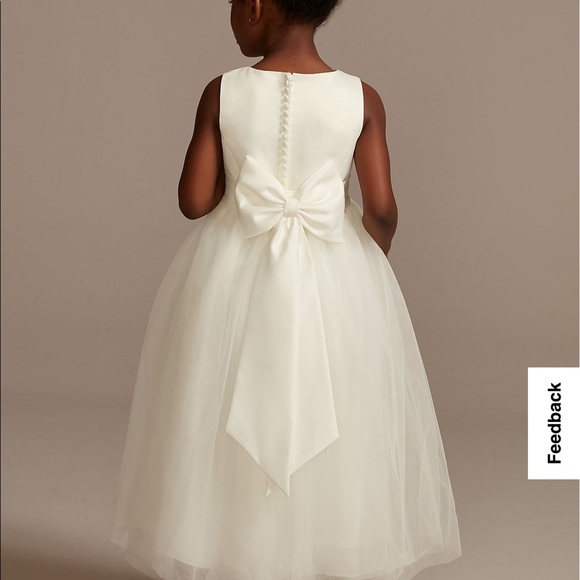David's Bridal Ivory Kids Dress with Satin Bow - Picture 13 of 13
